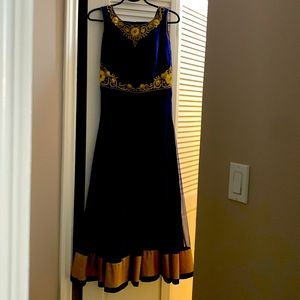 Blue sleeveless Anarkali